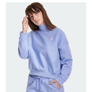 Champion Reverse Weave Mock Neck Sweatshirt 84% Cotton Athletic Lounge Wear